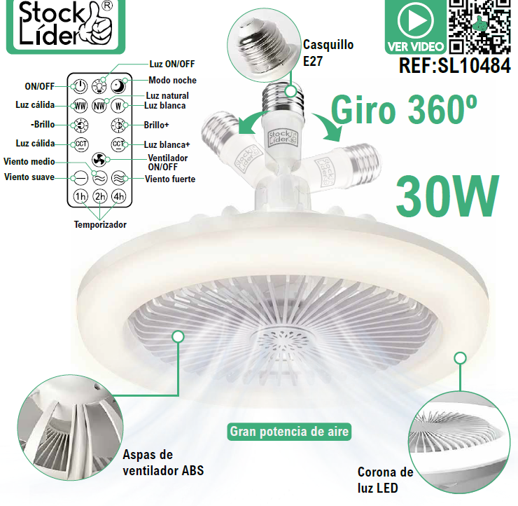 Lámpara LED con ventilador