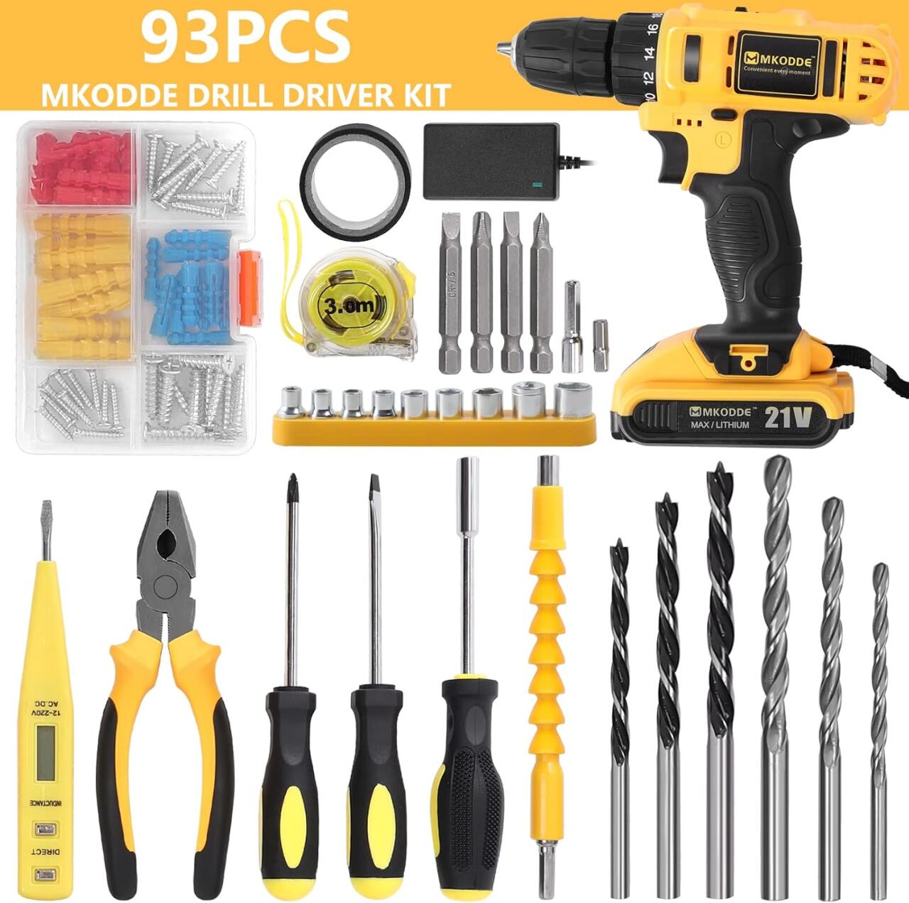 Taladro Inalámbrico 21V con 93 Piezas – Kit Completo para el Hogar 🛠️⚡