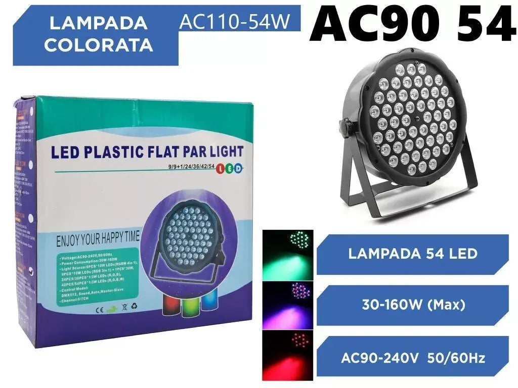 Foco LED Par, 54 LED RGB