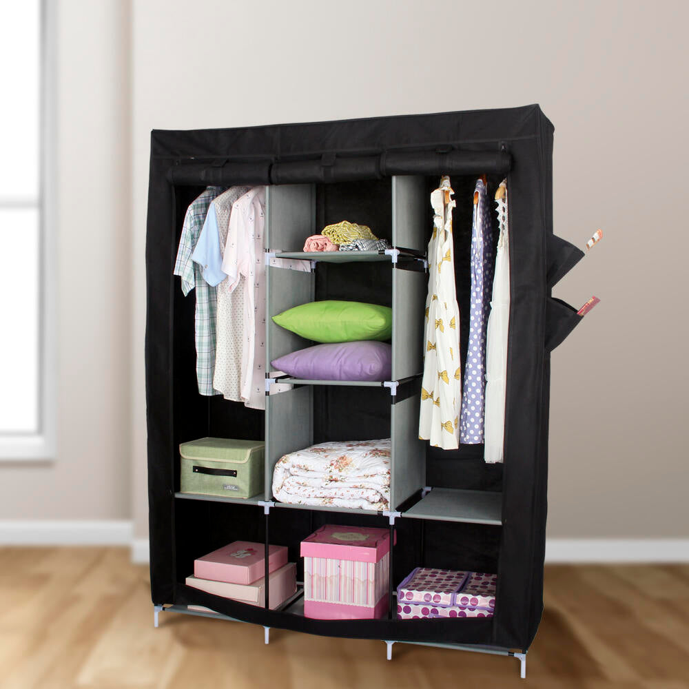 Armario de Tela, Armario Ropero con Cubierta de Tela no Tejida, 45 x 127 x 168 cm